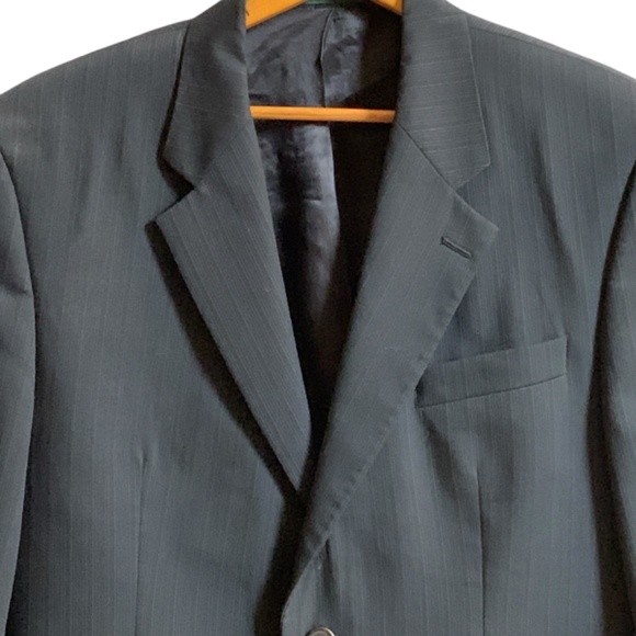 Lauren Ralph Lauren Sport Coat Mens 42 R Wool 2 Button Blazer Pinstriped Black - Picture 2 of 16